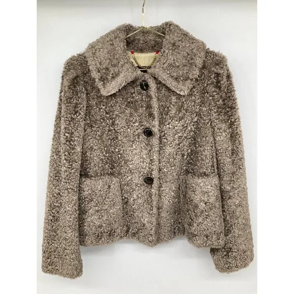 Marc by Marc Jacobs Faux Fur Short Brown Snap Front Coat, size Small - Picture 2 of 9